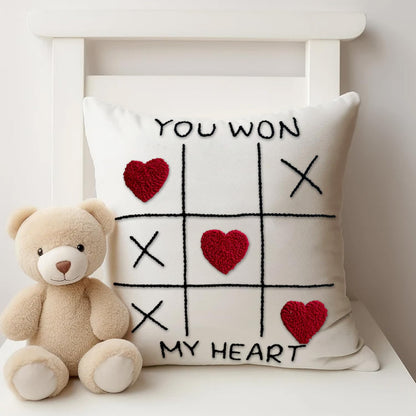 You Won My Heart Tufting Embroidered Cushion