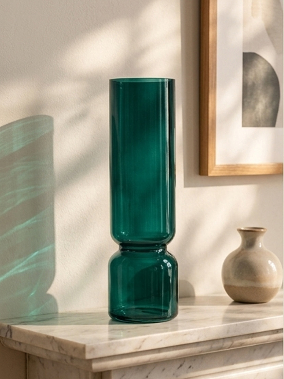 Emerald Green Hourglass Flower Vase