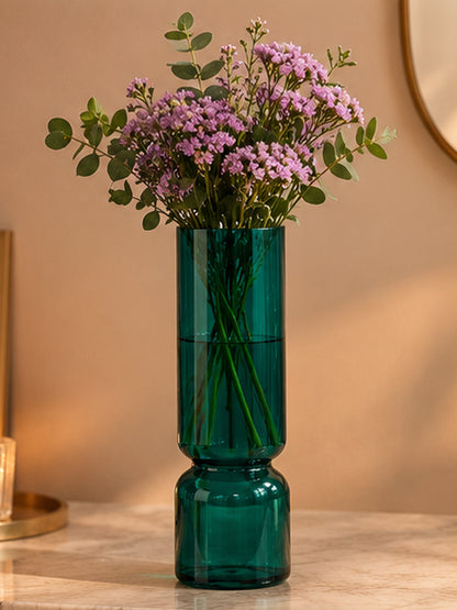 Emerald Green Hourglass Flower Vase