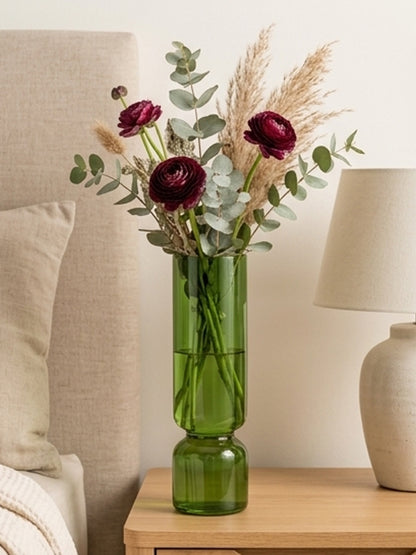 Olive Green Hourglass Flower Vase