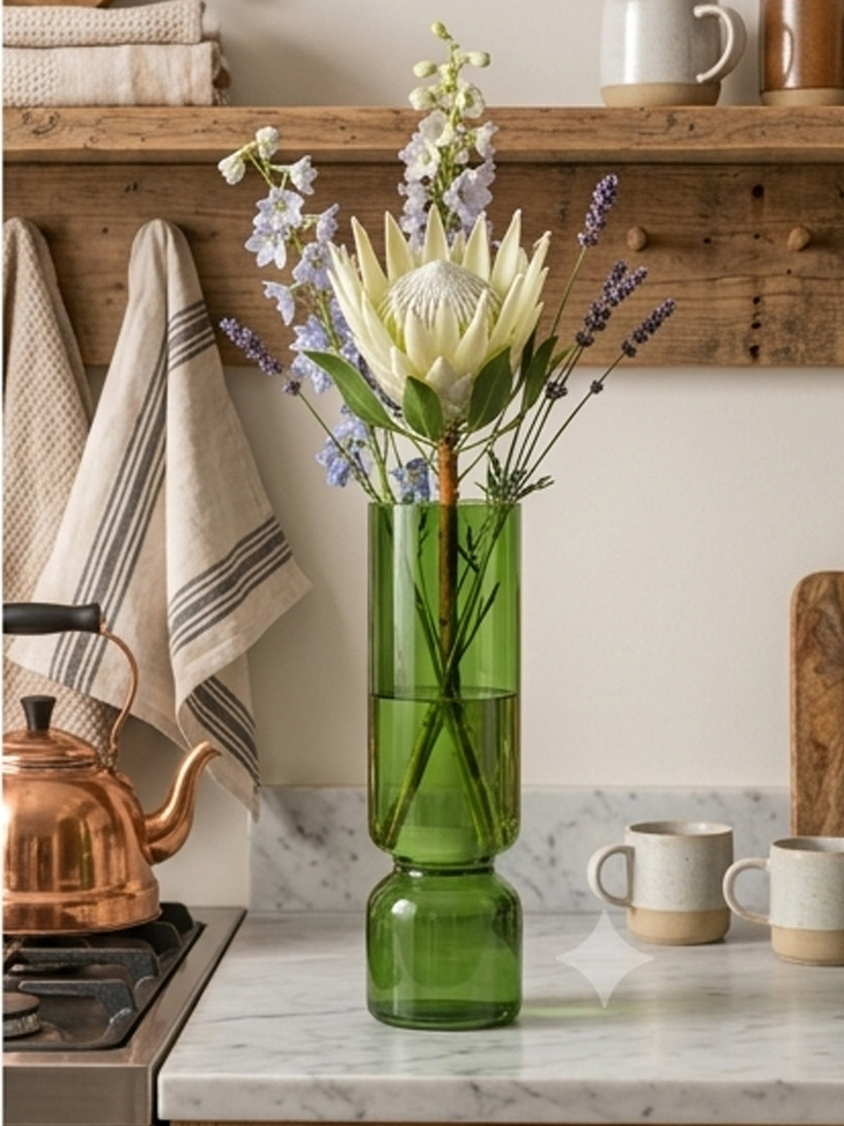 Olive Green Hourglass Flower Vase