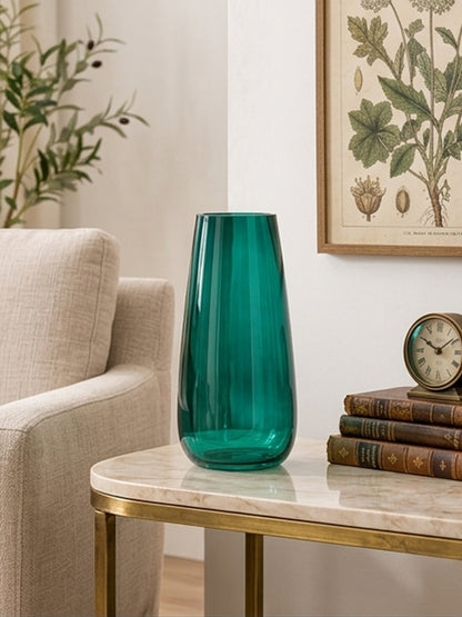 Emerald Green Crystal Glass Flower Vase