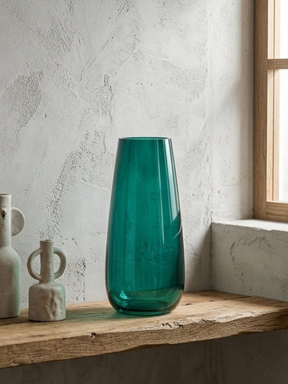 Emerald Green Crystal Glass Flower Vase