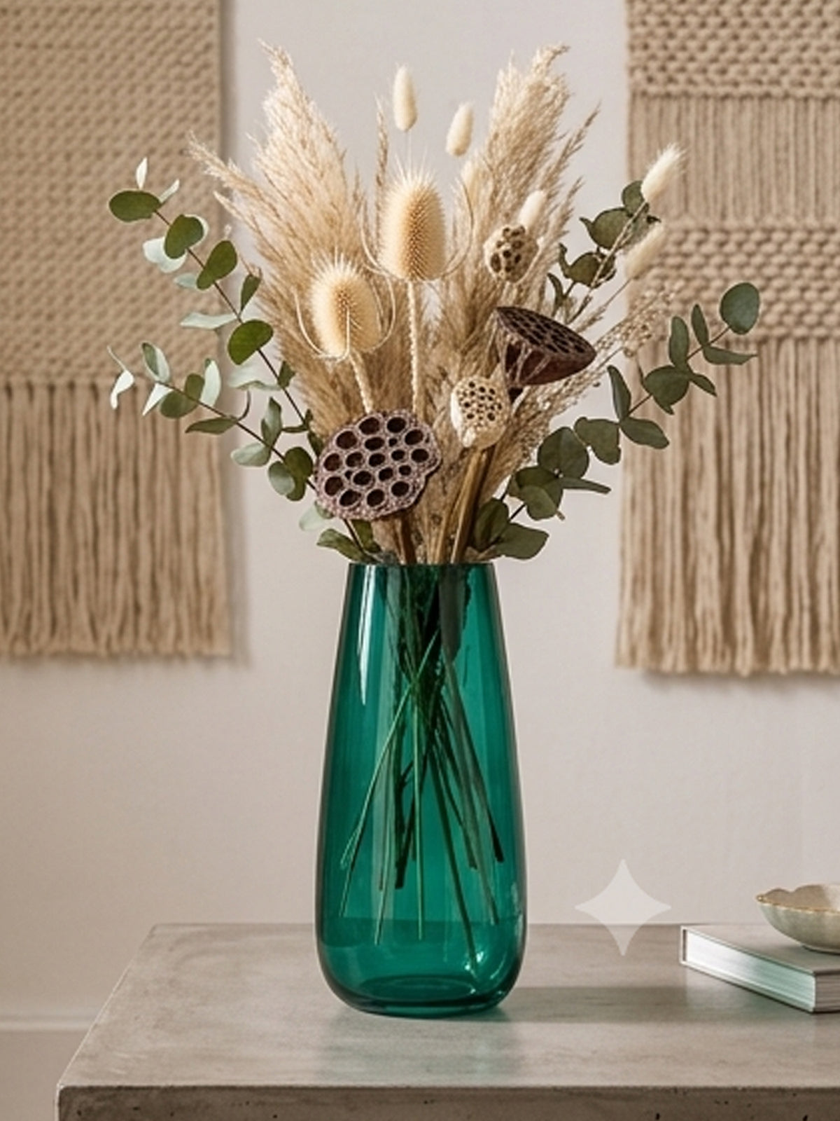 Emerald Green Crystal Glass Flower Vase