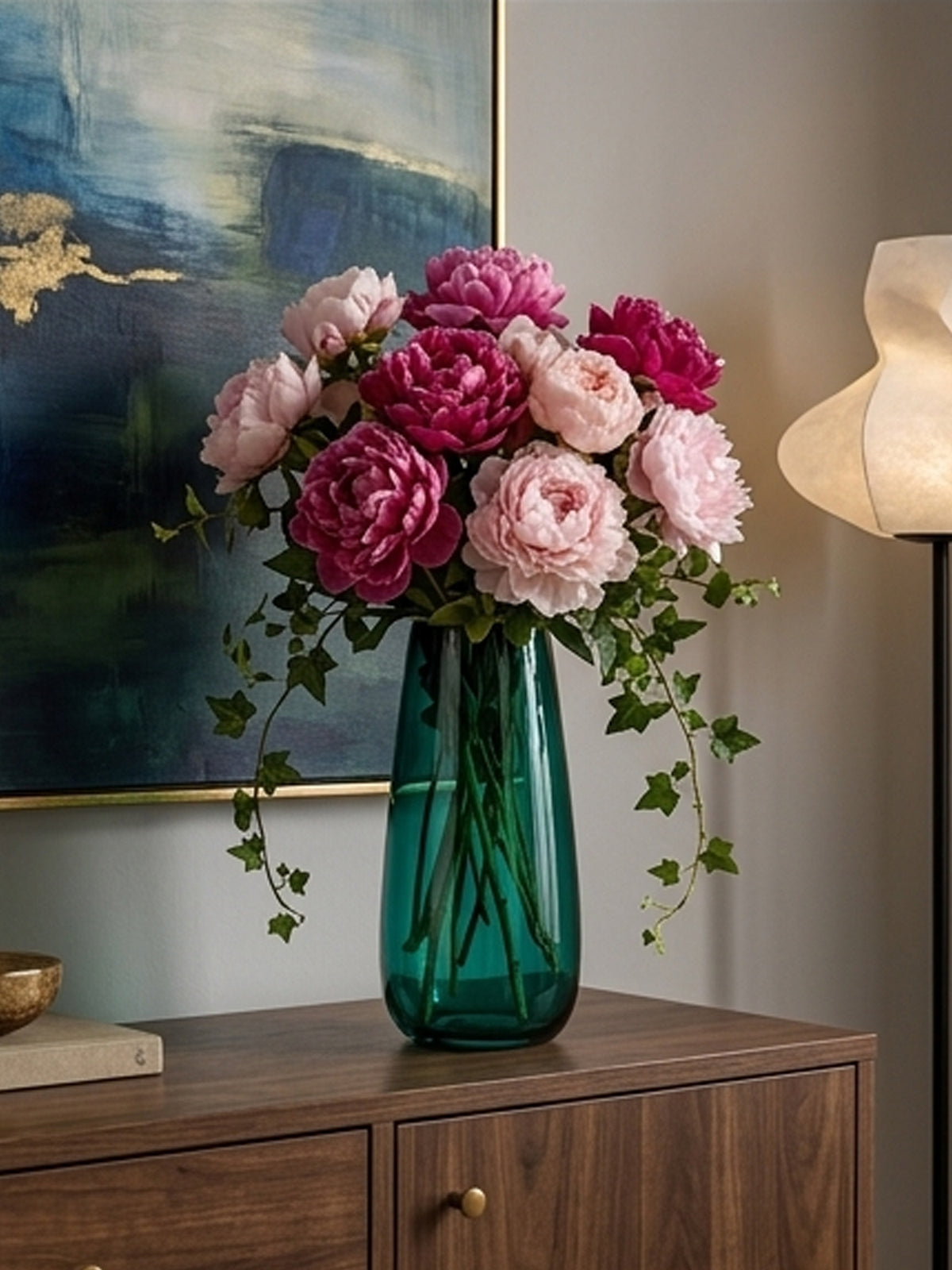 Emerald Green Crystal Glass Flower Vase