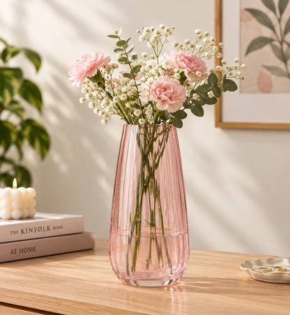 Champagne Pink Crystal Glass Flower Vase