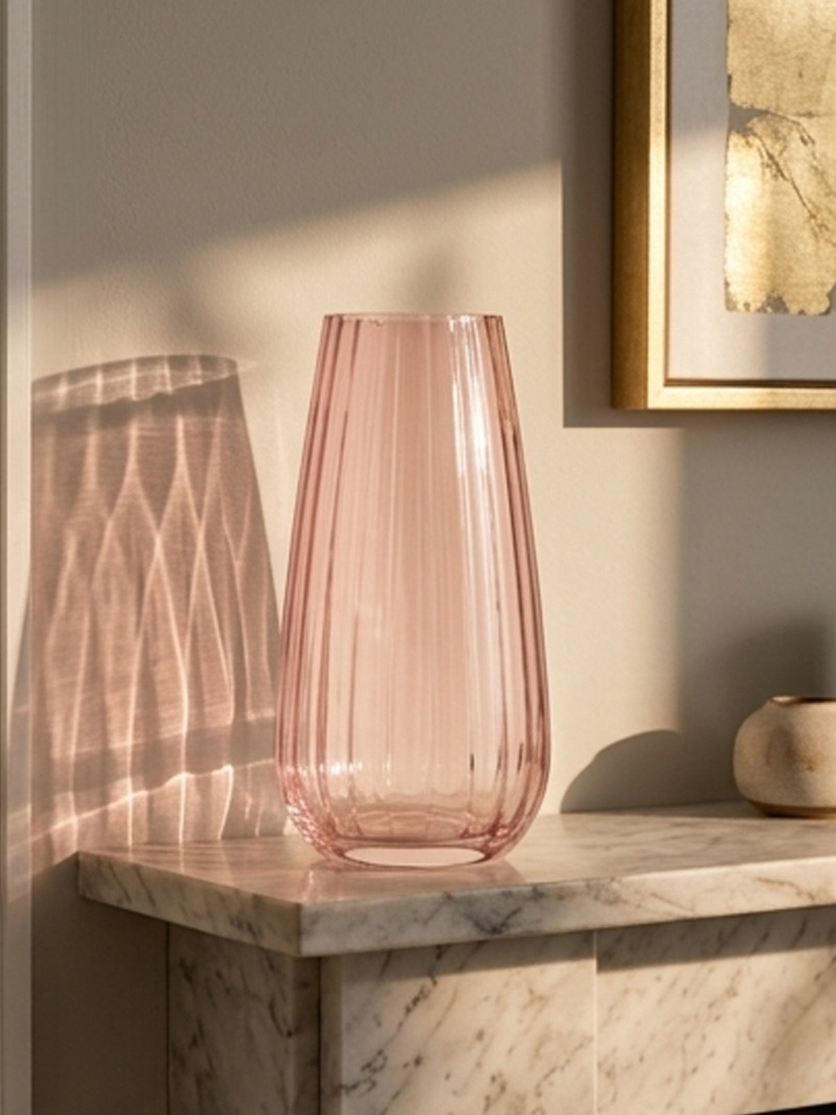 Champagne Pink Crystal Glass Flower Vase