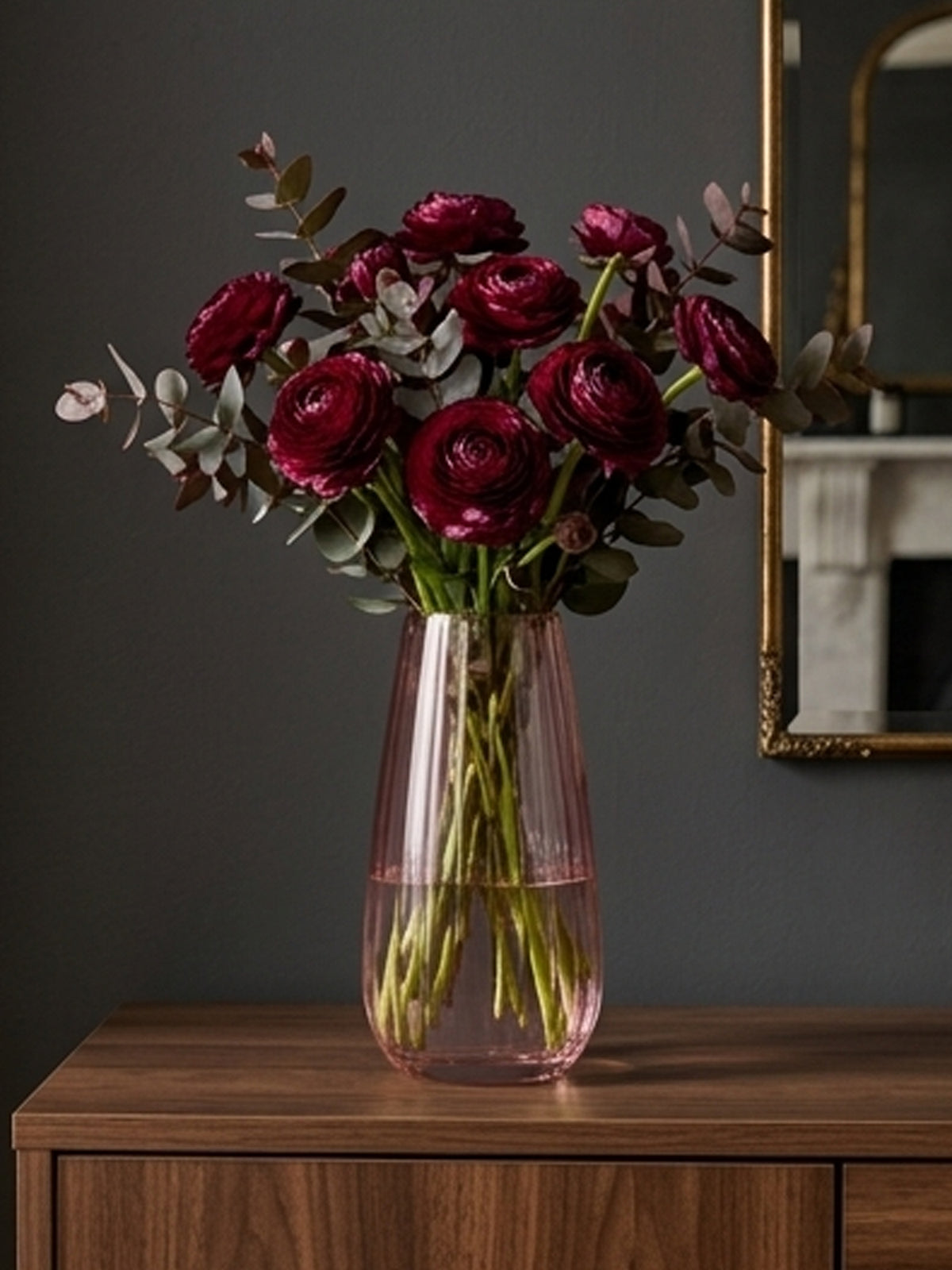 Champagne Pink Crystal Glass Flower Vase