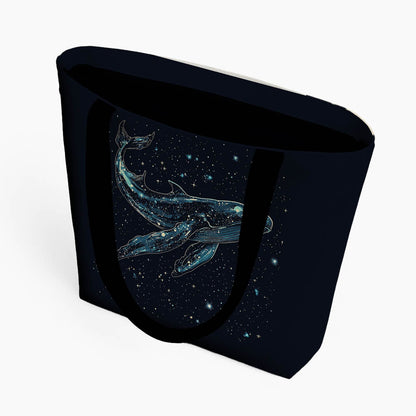 A tote bag showcasing a whimsical whale and star motif, ideal for carrying everyday essentials.