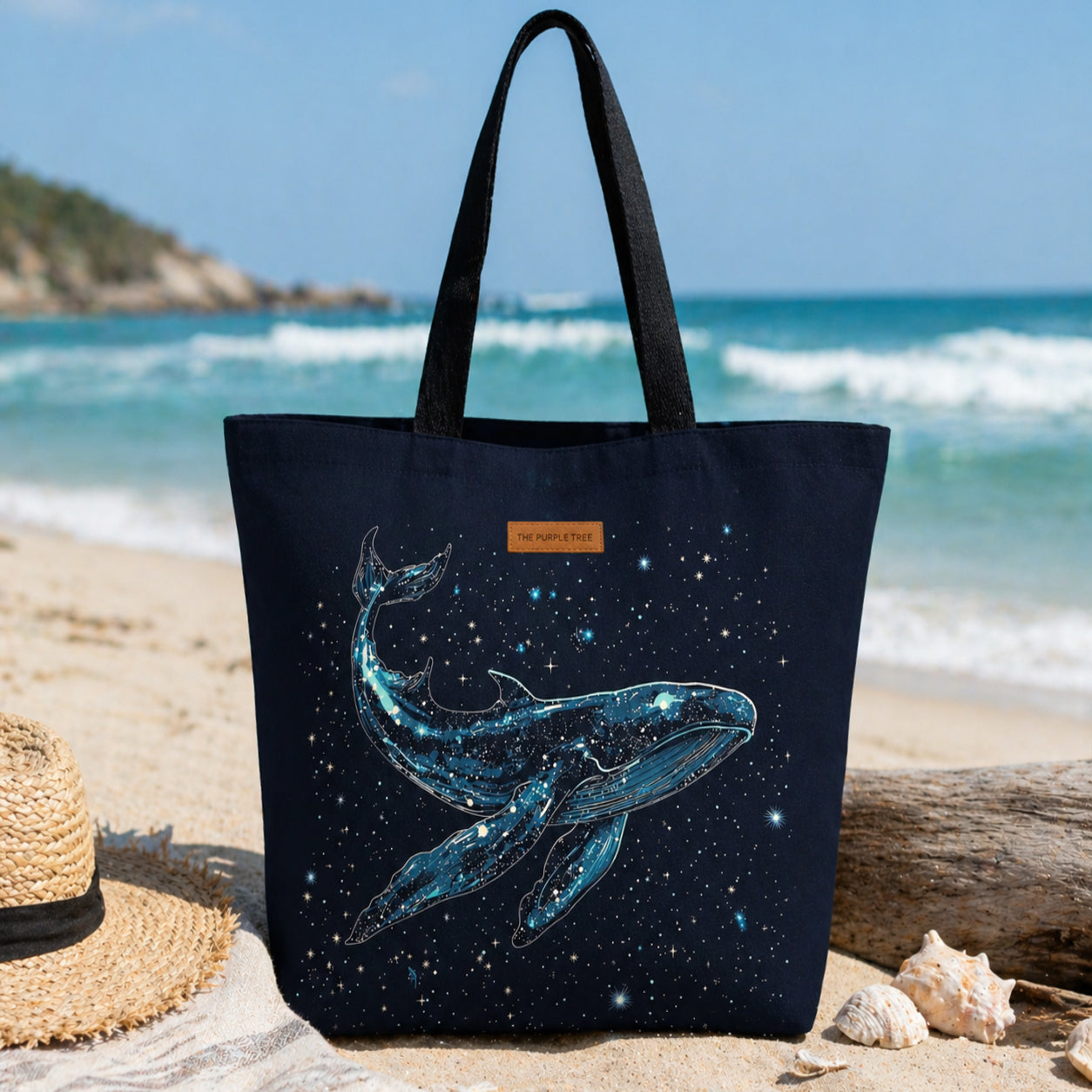 Cosmic Whale Wide Tote Bags