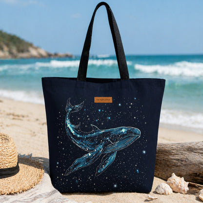 Cosmic Whale Wide Tote Bags