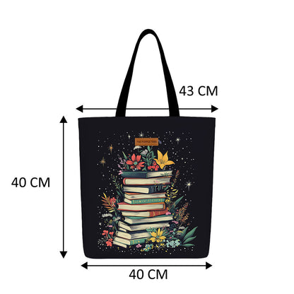 Midnight Library Wide Tote Bags