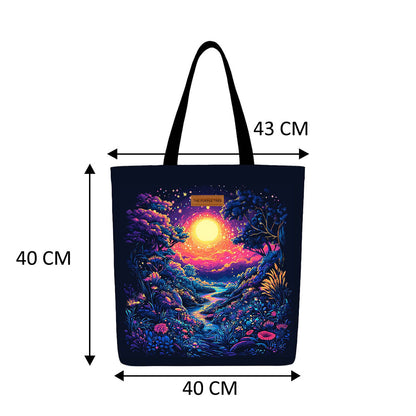 Midnight Jungle Wide Tote Bags