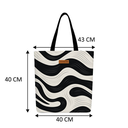 Monochrome flow Wide Tote Bags