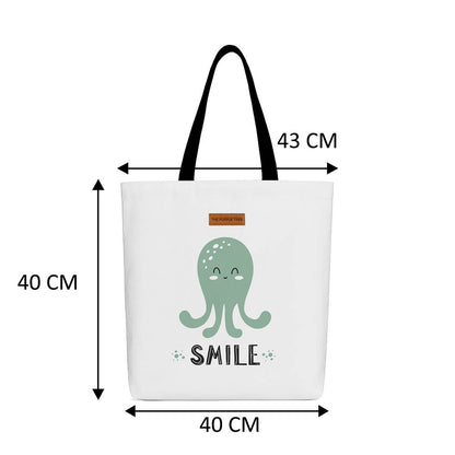 Smile Octopus Wide Tote Bags