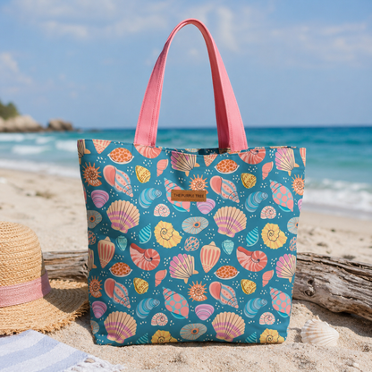 Seashell Art Wide Tote Bags
